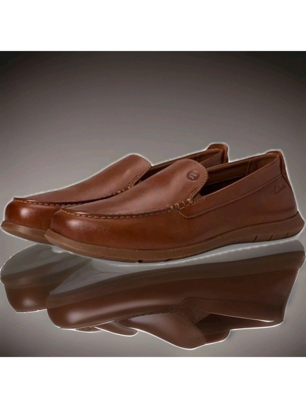 CLARKS Men’s Flexway Step tan  Leather Slip-On Shoes Size 8.5 M  261 81976 New